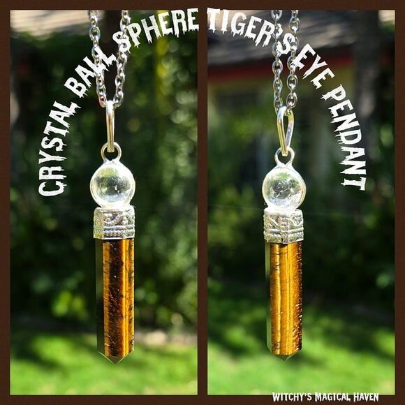 Sphere Tiger's Eye Point Crystal Pendant - Picture 1 of 3